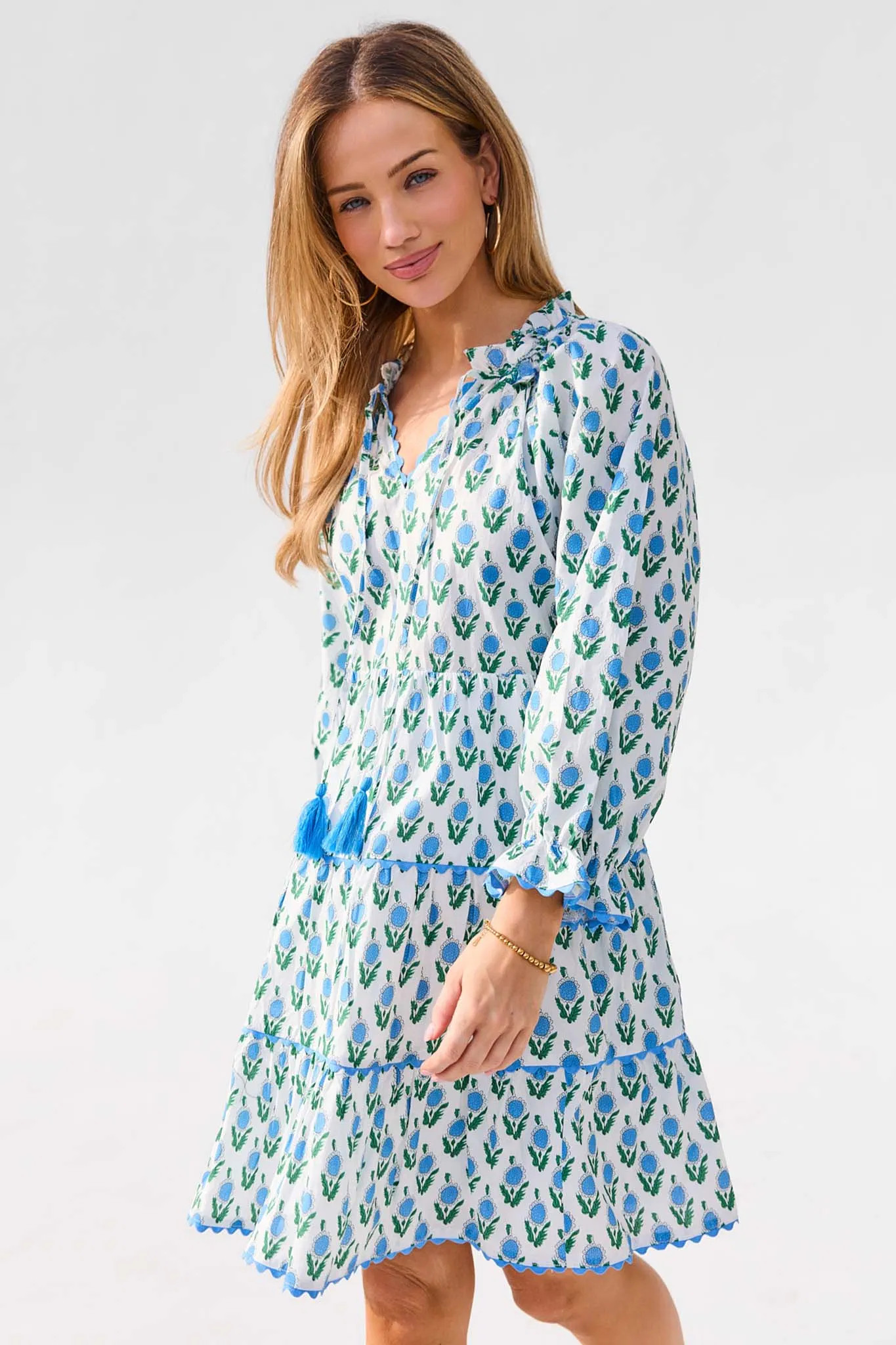 Camilla Blue Floral Print Short Dress | Avara