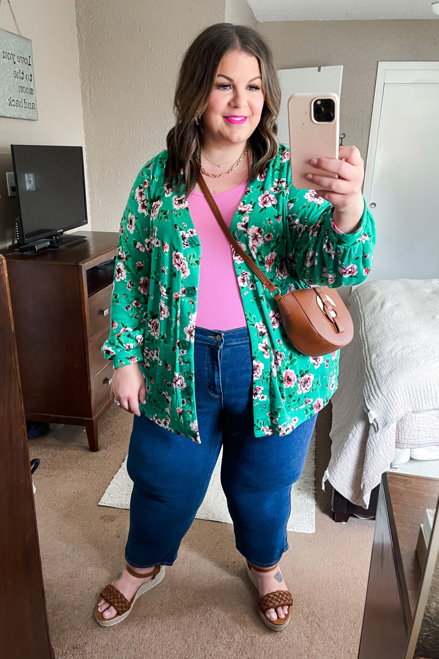 This plus size Pioneer Woman cardigan from @walmartfashion is so soft and perfect for a spring outfit! Runs very roomy. Would be so cute worn over a plus size spring dress, too! #walmartpartner #walmartfashion 
Cardigan - 3X, could have sized down
Jeans - size 26, true to size
Wedges - wearing 12 wide 
Tank - XXXL

#LTKcurves #LTKSeasonal #LTKunder50