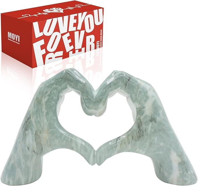 MOYI Jade Green Decor for Living Room Bedroom Bookshelf Coffe Table, Love Finger Aesthetic Statue... | Amazon (US)