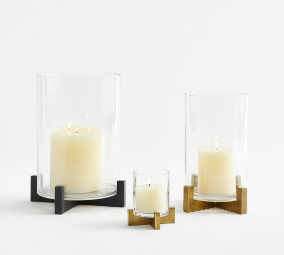 Brooks Cross Bar Hurricane Candle Holder | Pottery Barn (US)