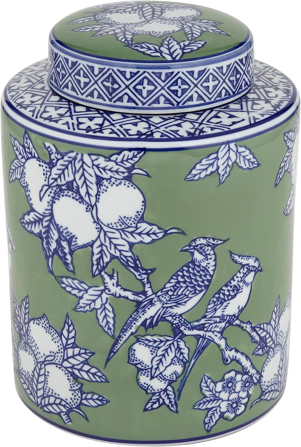 Dahlia Studios 10 3/4" Lemon Bird Green White Porcelain Jar with Lid - Dahlia Studios | Amazon (US)