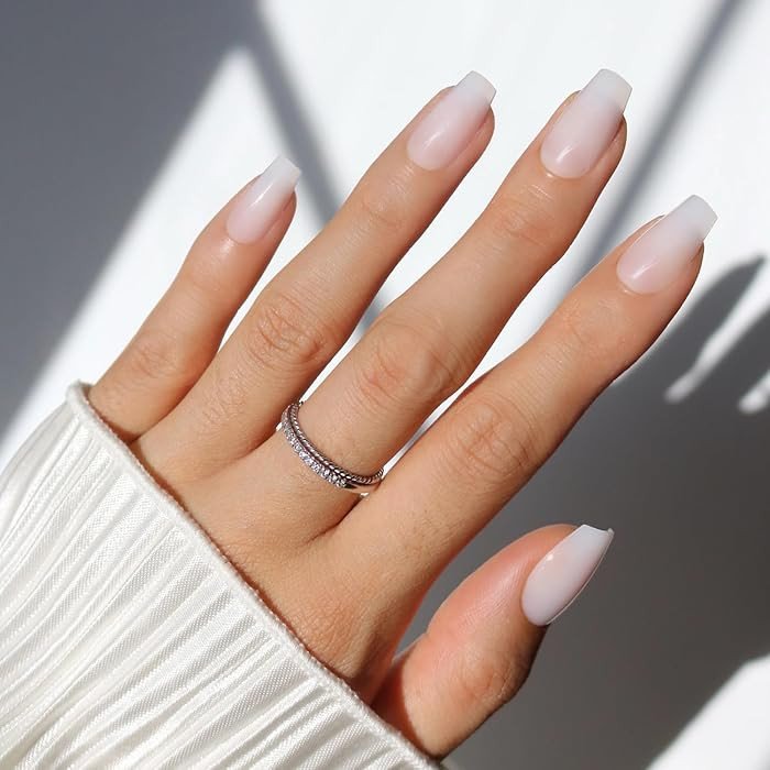 Glamnetic Press On Nails - Oat Milk | Medium Coffin White Fake Nails, Salon Quality Milky Nails |... | Amazon (US)