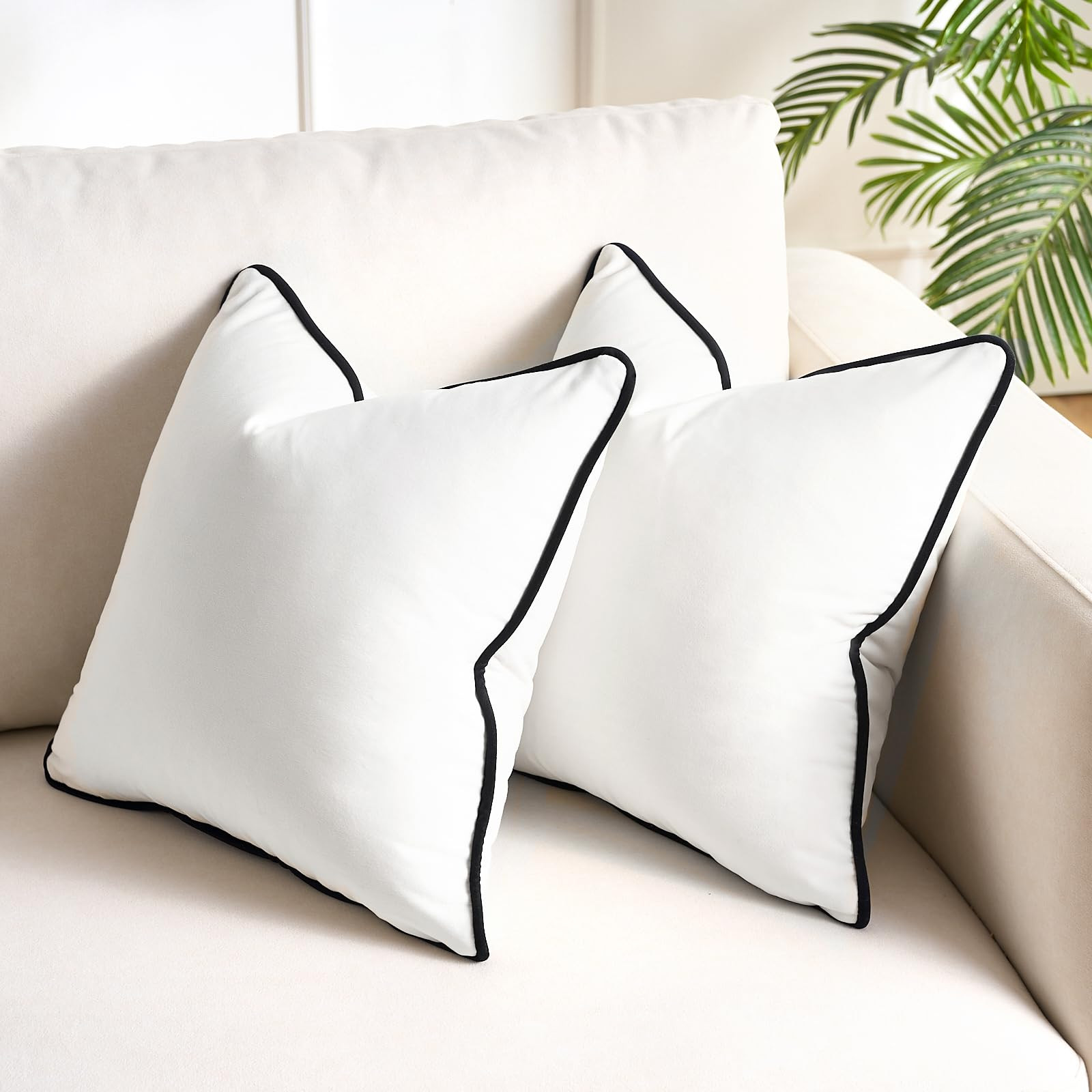 White Decorative Pillow Covers 18x18 for Couch Throw Pillows Velvet Accent Cases 18 x 18 Couch Cu... | Amazon (US)
