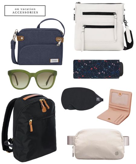 Travel ideas - accessories for a spring vacation to Europe // crossbody bags, sleep mask, bifold wallet, belt bag, travel backpack, sunglasses, day bag, purse, tote, travel outfit 

#LTKtravel #LTKeurope #LTKunder50