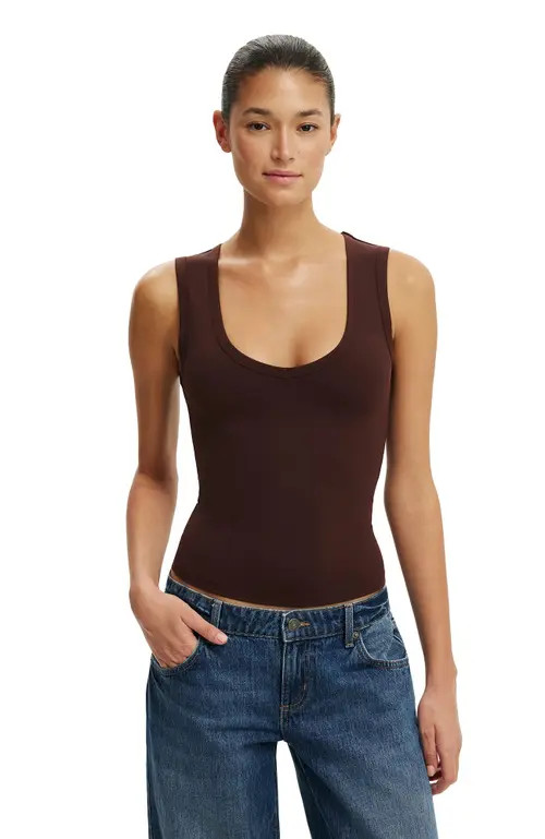 Cotton On Women's Hold Me V Neck Tank in Dark Oak at Nordstrom, Size Medium | Nordstrom