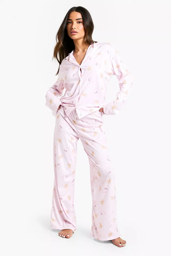 Petite Gingerbread Man Print Pajama Set | boohoo (US & Canada)