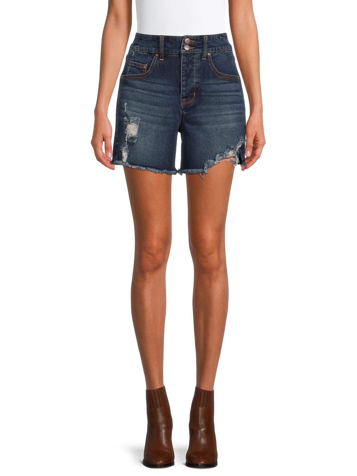 No Boundaries Juniors High-Rise Destructed Shorts | Walmart (US)
