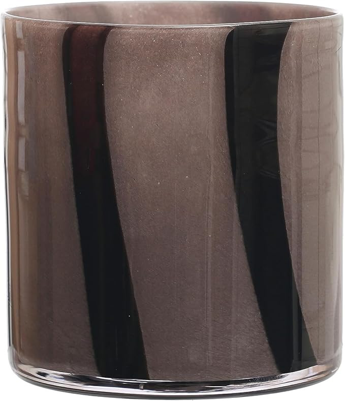 Bloomingville Round Glass Candle Holder/Vase with Stripes, Grey and Purple | Amazon (US)