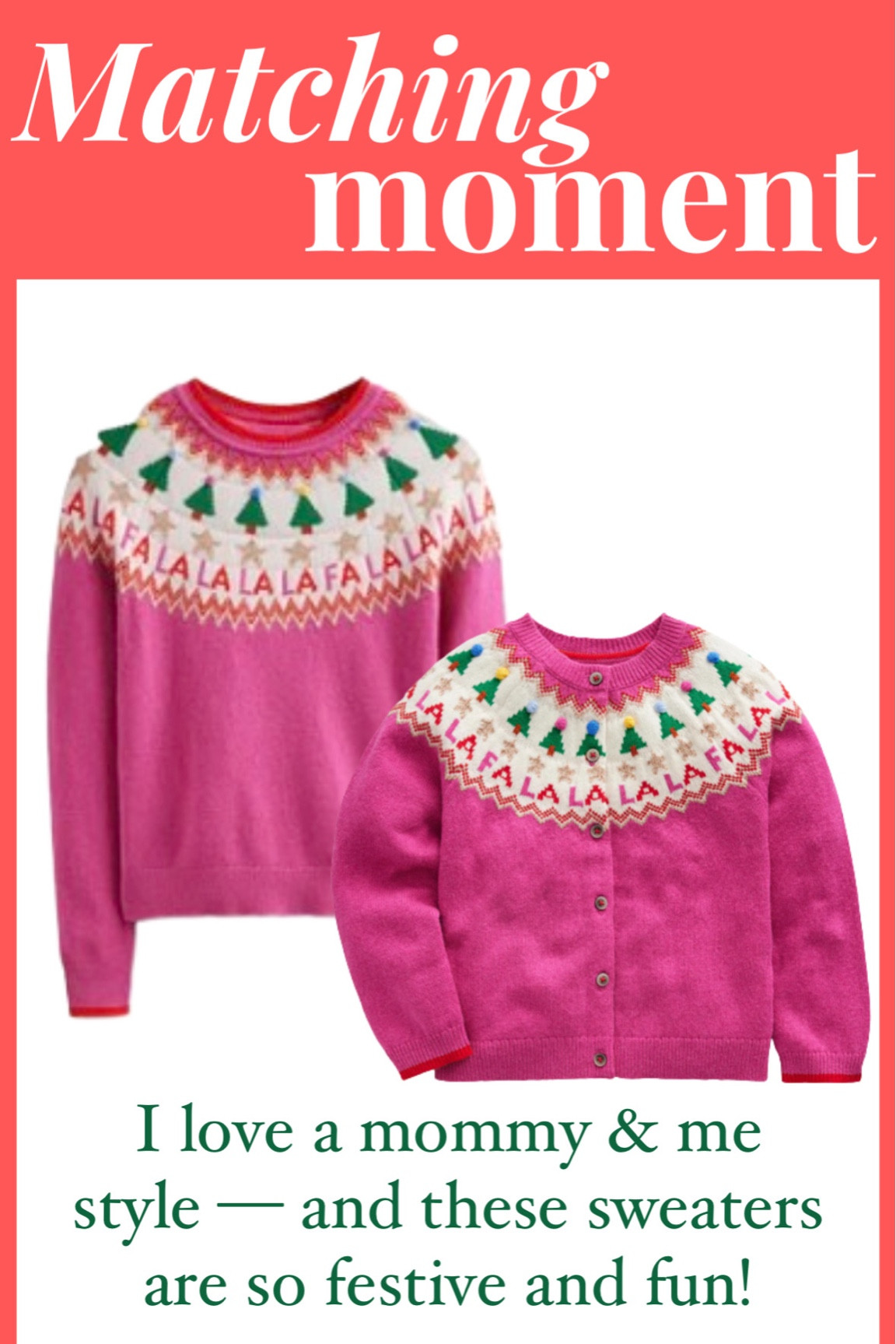 Matching Fa La La sweaters for mommy & me! So fun to do a mother-daughter matching moment for a Christmas party! 

#LTKkids #LTKfamily #LTKSeasonal