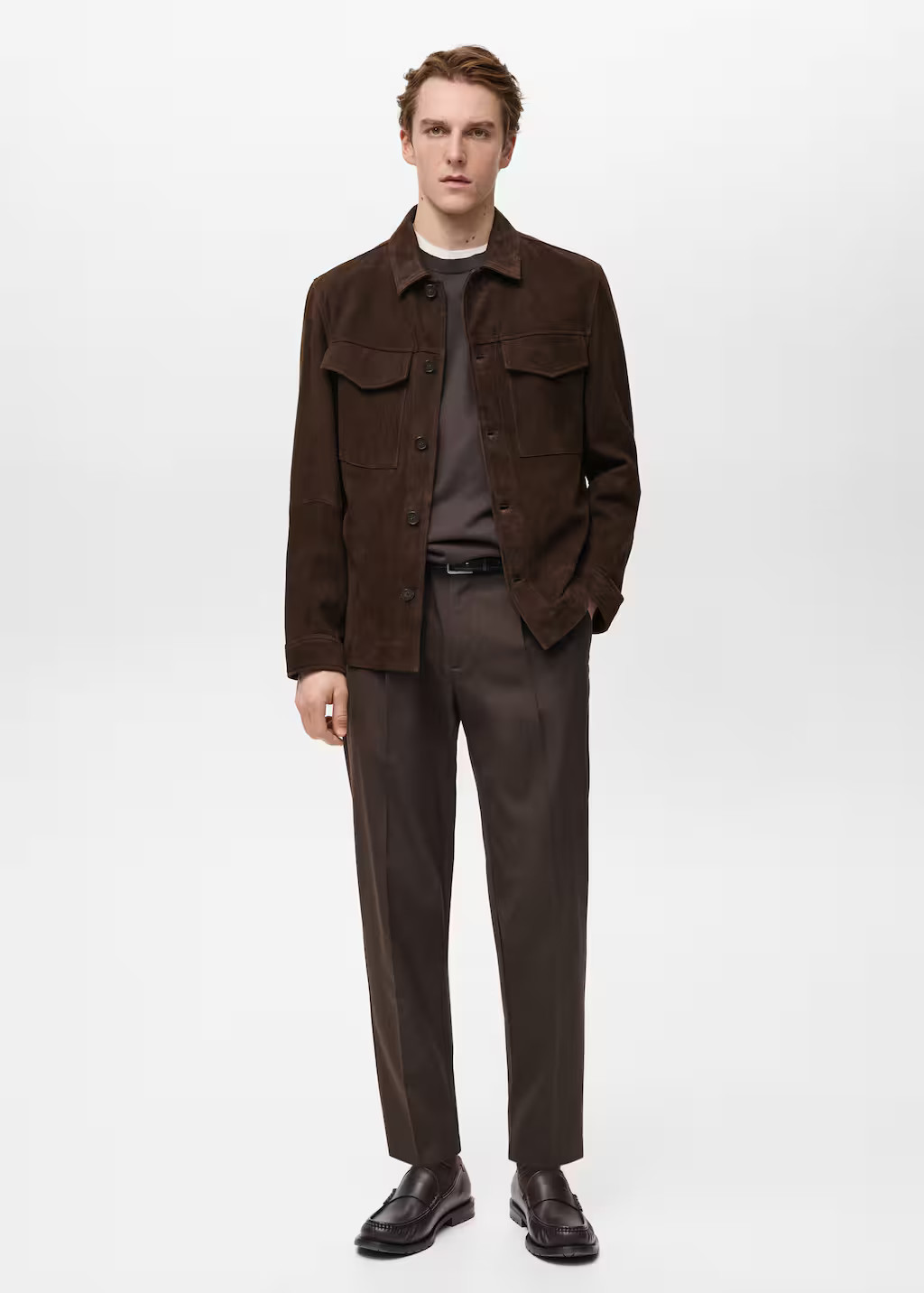 Suede jacket with pockets chocolate - Man - S - MANGO MAN | MANGO (UK)