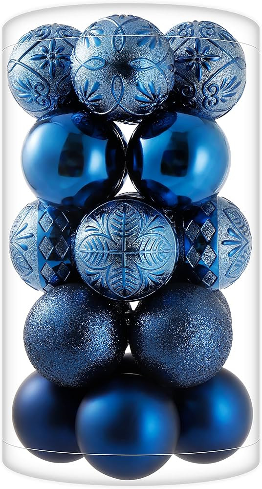20ct Navy Blue Christmas Ball Ornaments Shatterproof Plastic Christmas Tree Decorations for Xmas ... | Amazon (US)