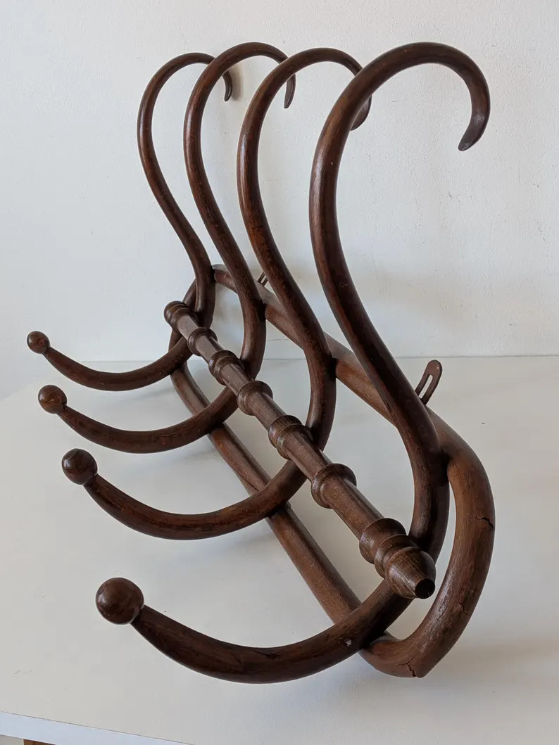 Antique Thonet Style Bentwood Coat Rack \u2013 Steam-bent Beechwood Entryway Hooks - Etsy | Etsy (Global)