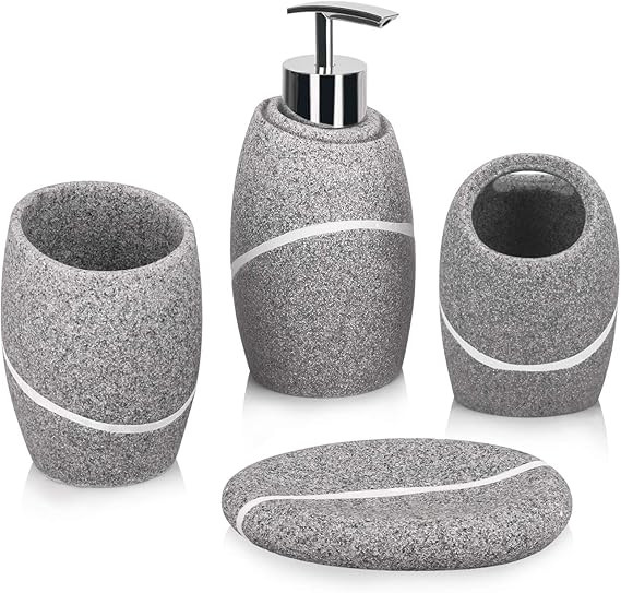 Bathroom Accessory Set,4 Pieces Bathroom Decor Accessories Complete Set Vanity Countertop Accesso... | Amazon (US)