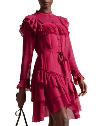 Ted Baker Anastai Ruffle Detail Mini Shirt Dress | Bloomingdale's (US)