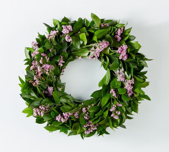 Fresh Misty Blue & Israeli Ruscus Wreath | Pottery Barn (US)