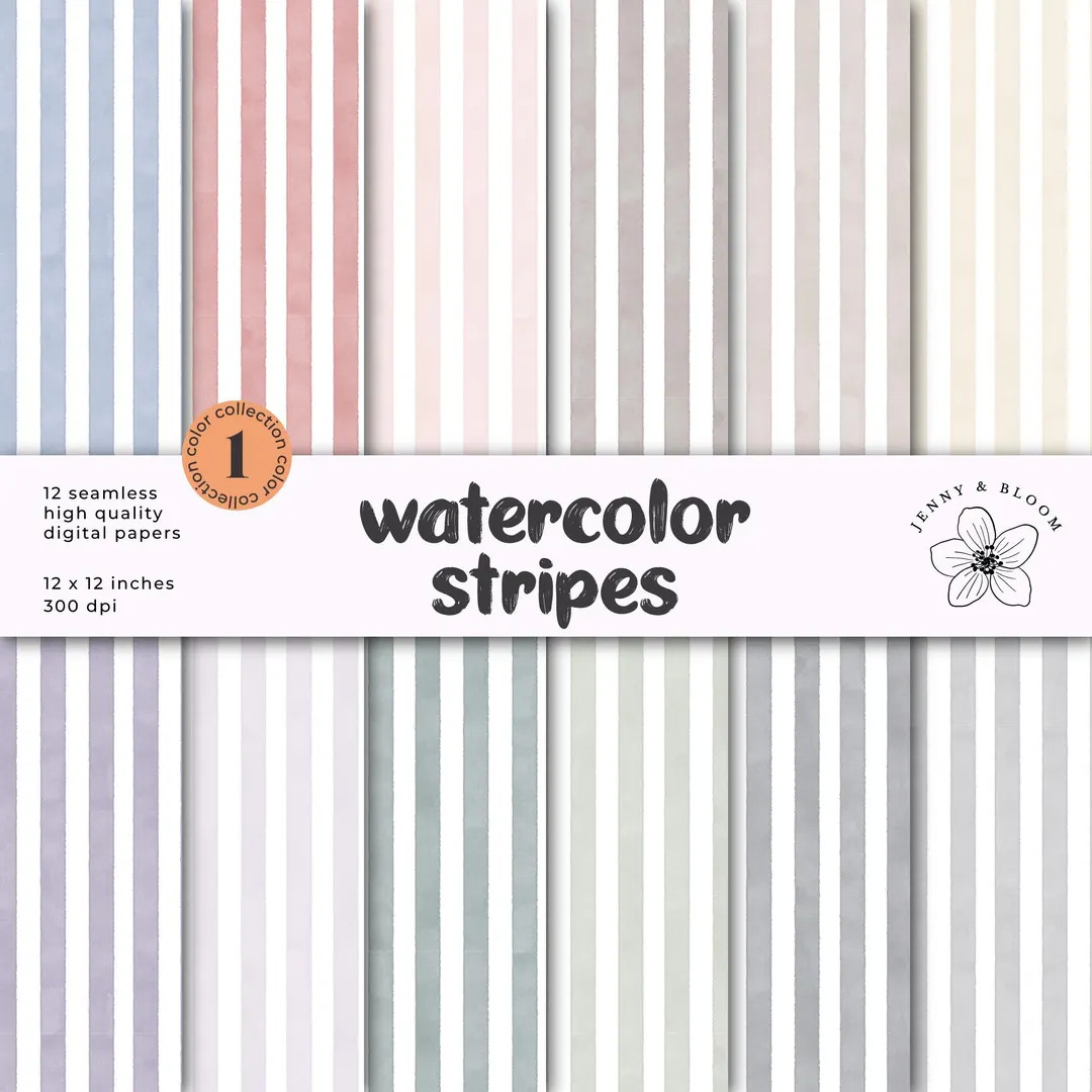 Seamless Watercolor Stripe Pattern Design Striped Background Watercolor Stripes Digital Seamless ... | Etsy (US)