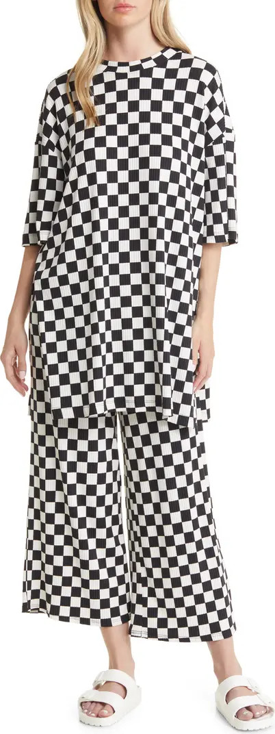 Dressed in Lala Lex Ribbed Oversize T-Shirt & High Waist Crop Pants Set | Nordstrom | Nordstrom