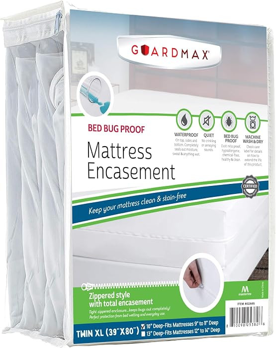 Guardmax Twin XL Mattress Encasement with Zipper, Waterproof, Bed Bug Proof, and Dust Mite Proof ... | Amazon (US)