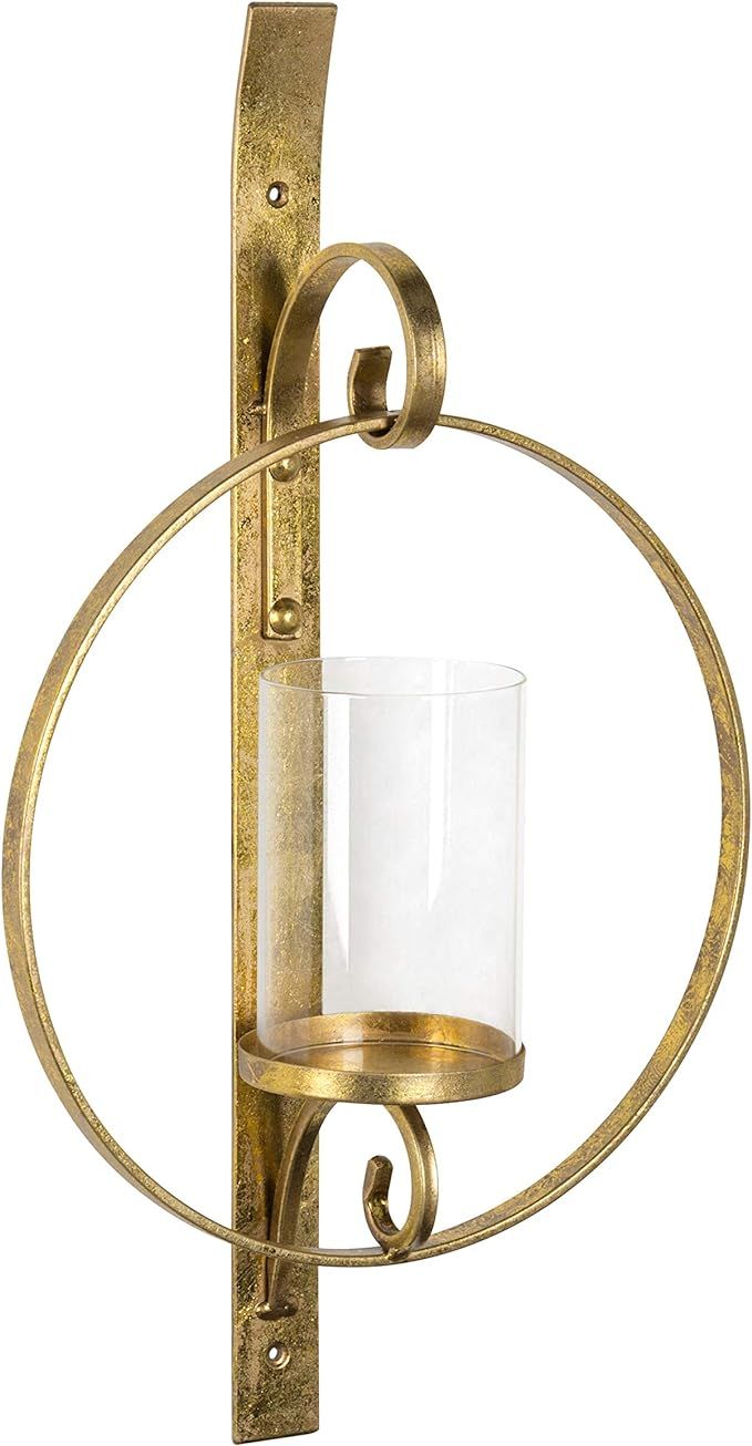 Kate and Laurel Doria Metal Wall Candle Holder Sconce, Gold | Amazon (US)