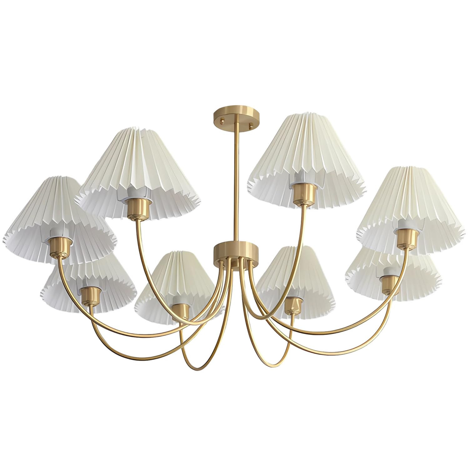 KCO Lighting Brushed Brass Sputnik Chandelier Gold Metal Chandelier with White Pleated Fabric Sha... | Amazon (US)