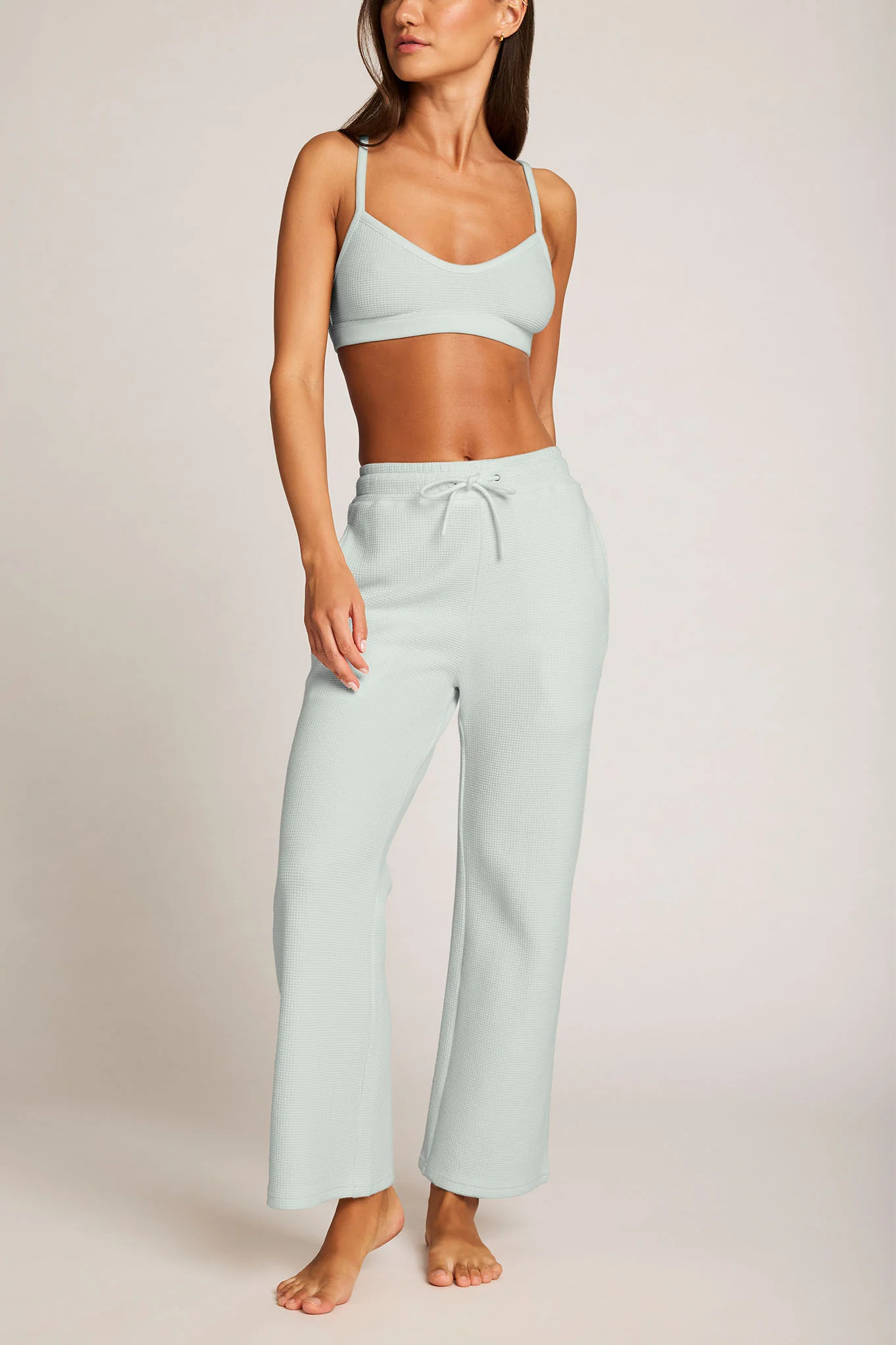 Waffle Knit Cropped Track Pant in Mist | Negative Underwear
