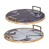 A&B Home Marble-Like Tray, Set of 2, Gold | Amazon (US)