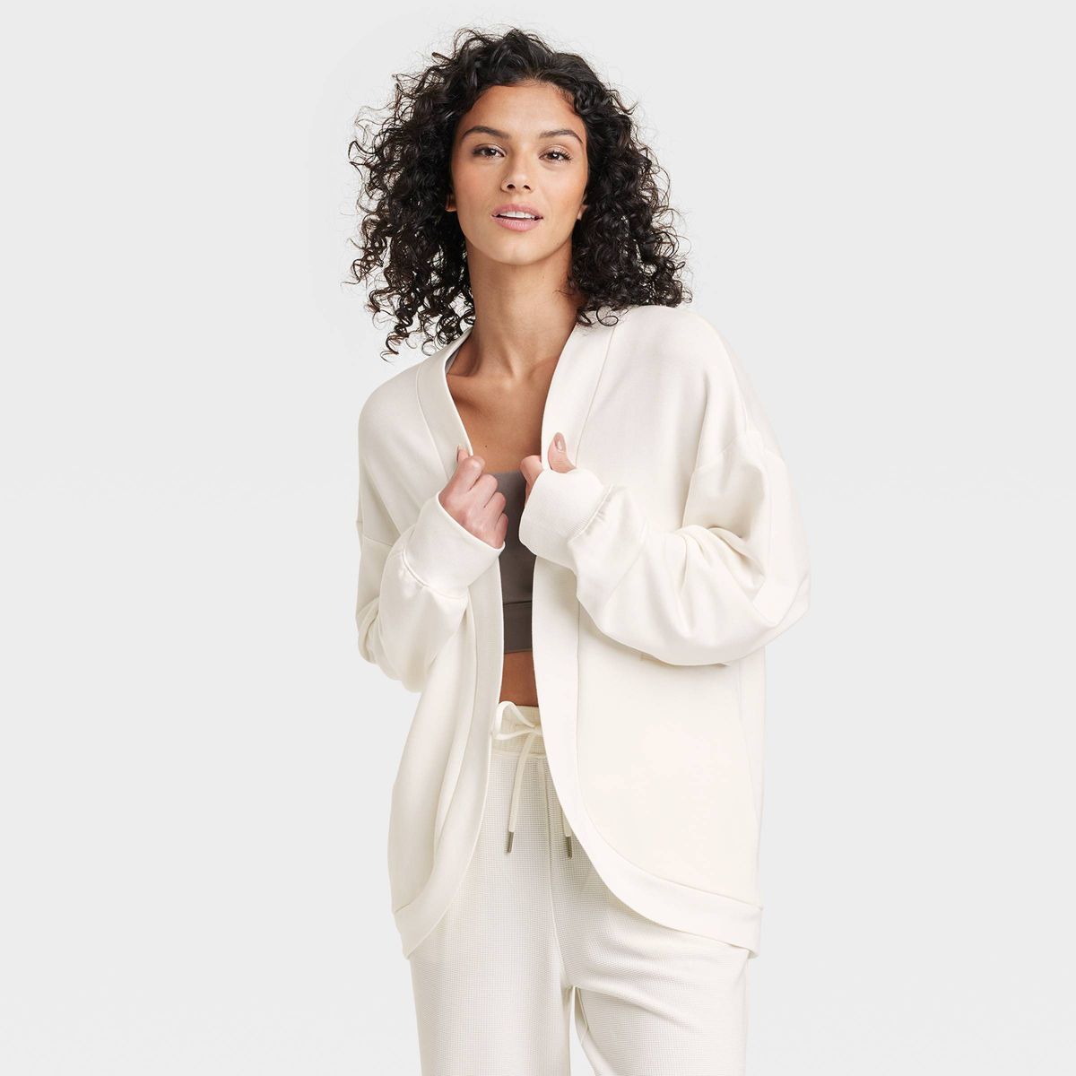 Women's French Terry Cardigan - All In Motion™ Cream S | Target