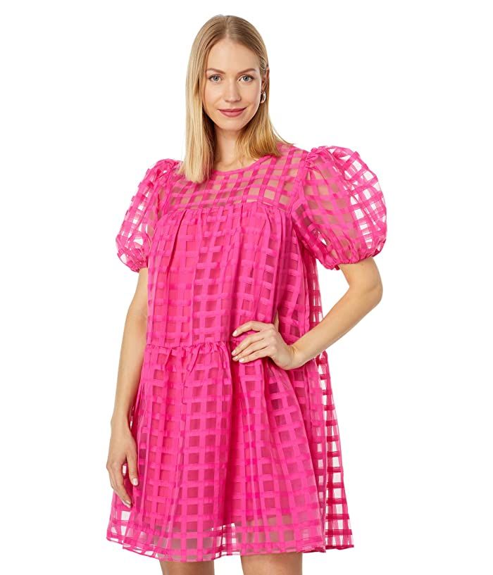 English Factory Gridded Puff Sleeve Dress | Zappos