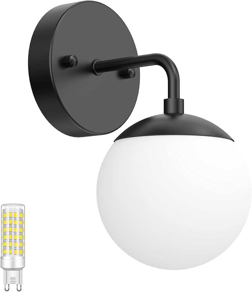Tipace Black Wall Sconce 1 Light,Modern Globe Wall Light,Black Sconce Light for Restaurant Living... | Amazon (CA)
