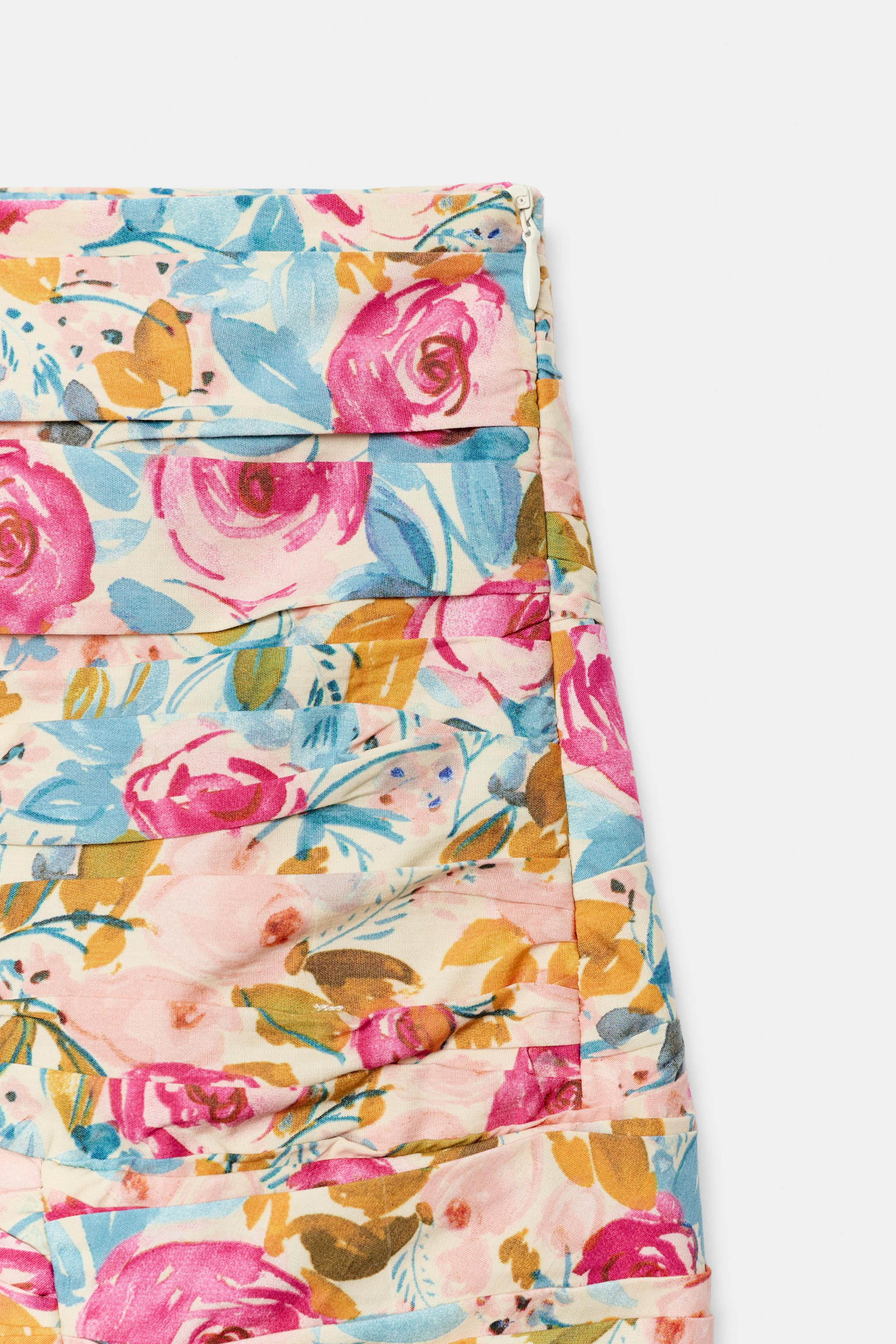 DRAPED FLORAL PRINT MINI SKIRT | Zara US