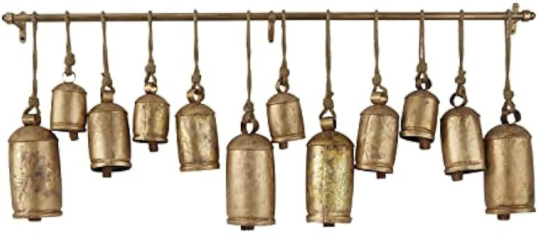 Deco 79 Metal Tibetan Inspired Meditation Decorative Cow Bell with Jute Hanging Rope and Rod, 48"... | Amazon (US)
