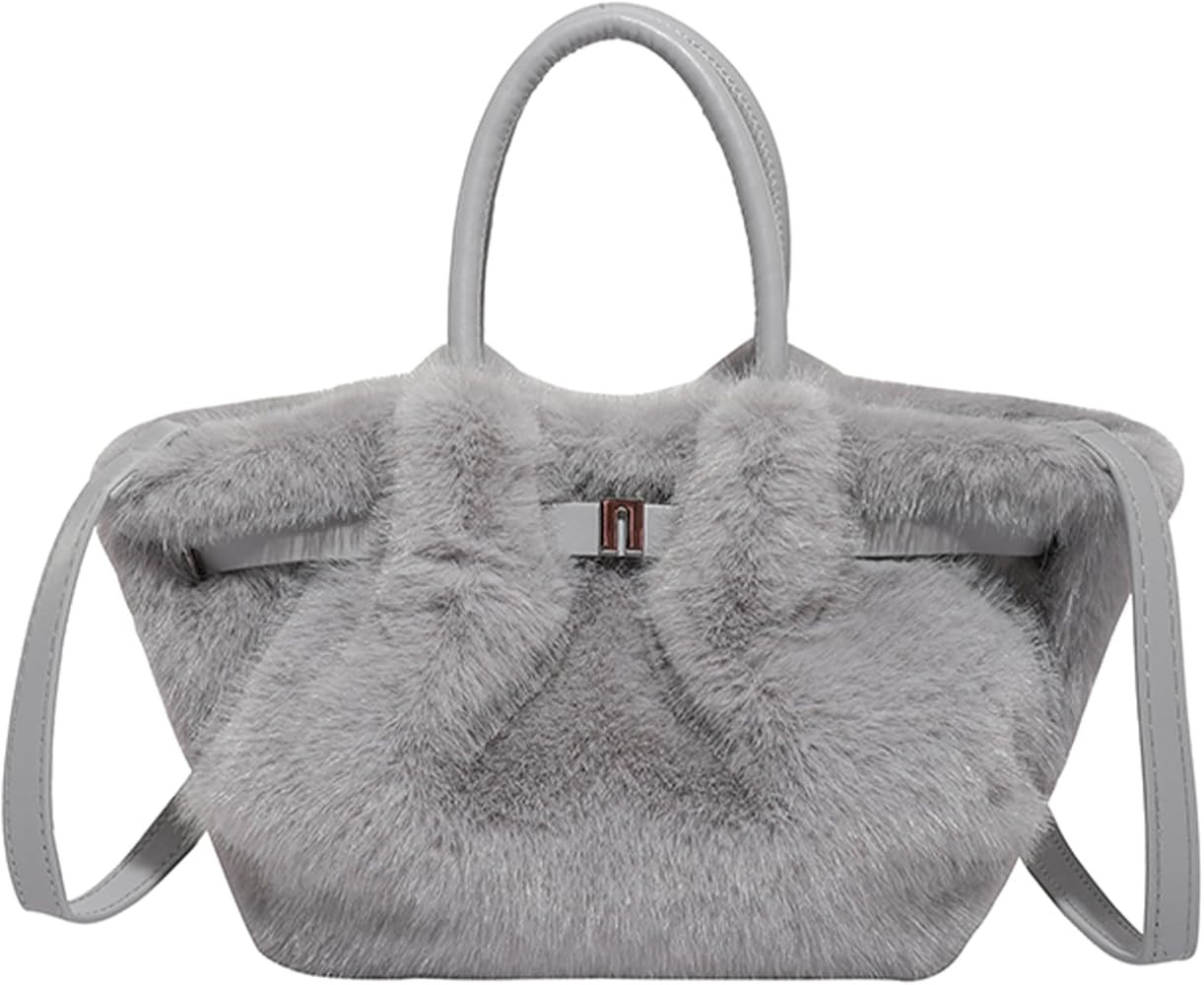 Furry Purse Mini Fluffy Tote Bag Designer Fuzzy Crossbody Handbag Faux Fur Purses for Women Plush... | Amazon (US)