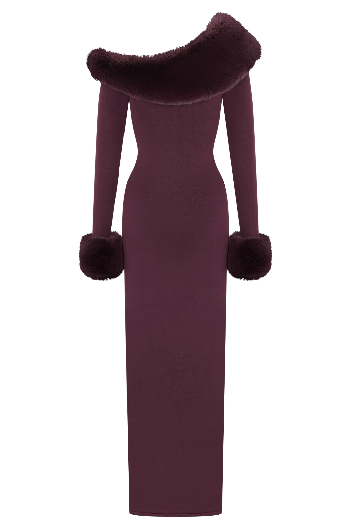 Karleigh Faux Fur Knit Maxi Dress - Plum | MESHKI US