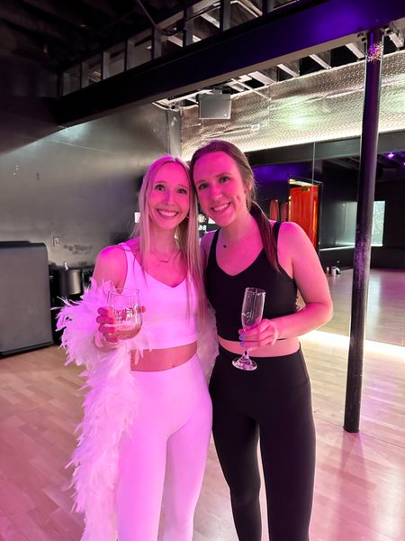 All white workout set & all black workout outfit that my sister and I wore to my bachelorette party! We did a cardio dance class and it was so much fun! 😍

It was hard to find a good quality (non see through) white workout top and white leggings, but I finally found some! I highly recommend either the Athleta white leggings or the Alo Yoga pair linked below. 

You’ll be much happier with the quality compared to an Amazon pair!

Bride to be, bride accessories, bachelorette attire, bachelorette party in winter, white outfit, bride outfit, bride to be, bride workout outfit, bride workout class outfit, barre class outfit, Pilates outfit, CRZ yoga leggings, black workout set, black workout top, bridesmaids workout outfit

#LTKfindsunder50 #LTKfitness #LTKSeasonal