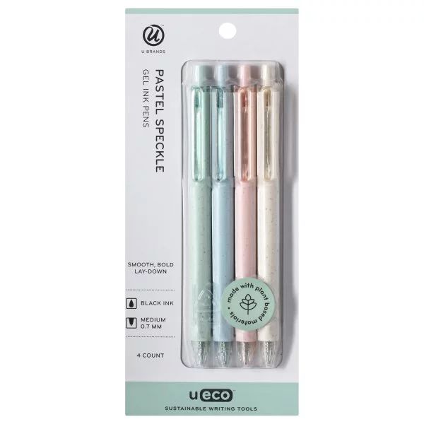 U Brands U-Eco Gel Pens, Retractable, Pastel Speckle, 4 Count, 0.7mm | Walmart (US)