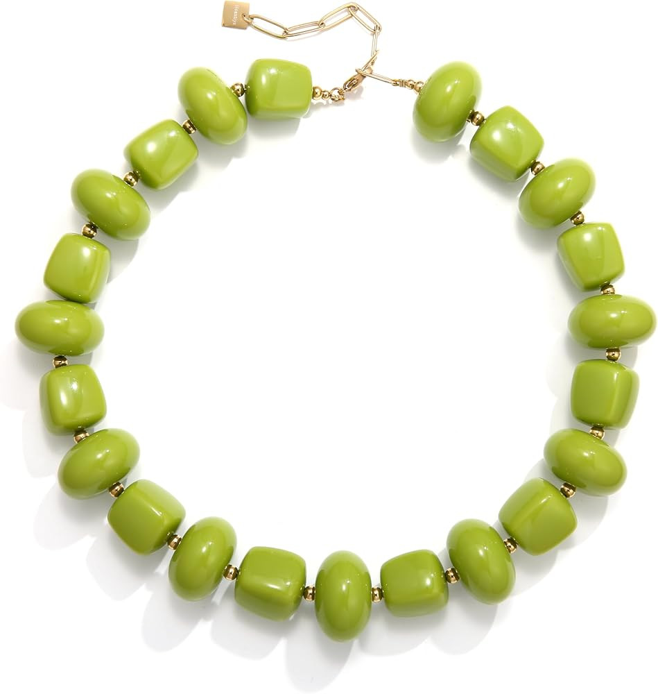 Chunky Resin Beaded Choker Necklace for Women Statement Jewelry | Amazon (US)