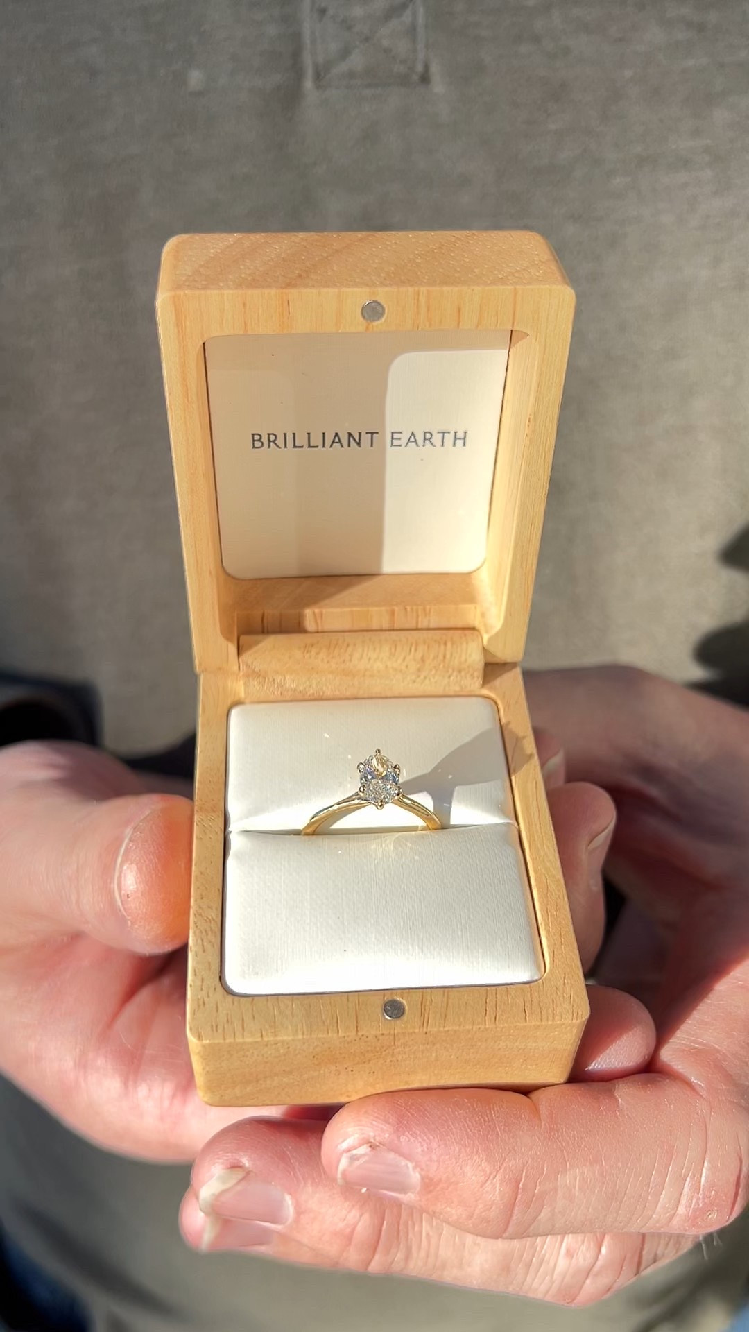 My Husband showing off the engagement ring he chose for he right after he proposed! I love it so much. #brilliantearth #conflictfreediamond #diamondring #engagementring #elongatedoval #marriedlife #wife

#LTKWedding