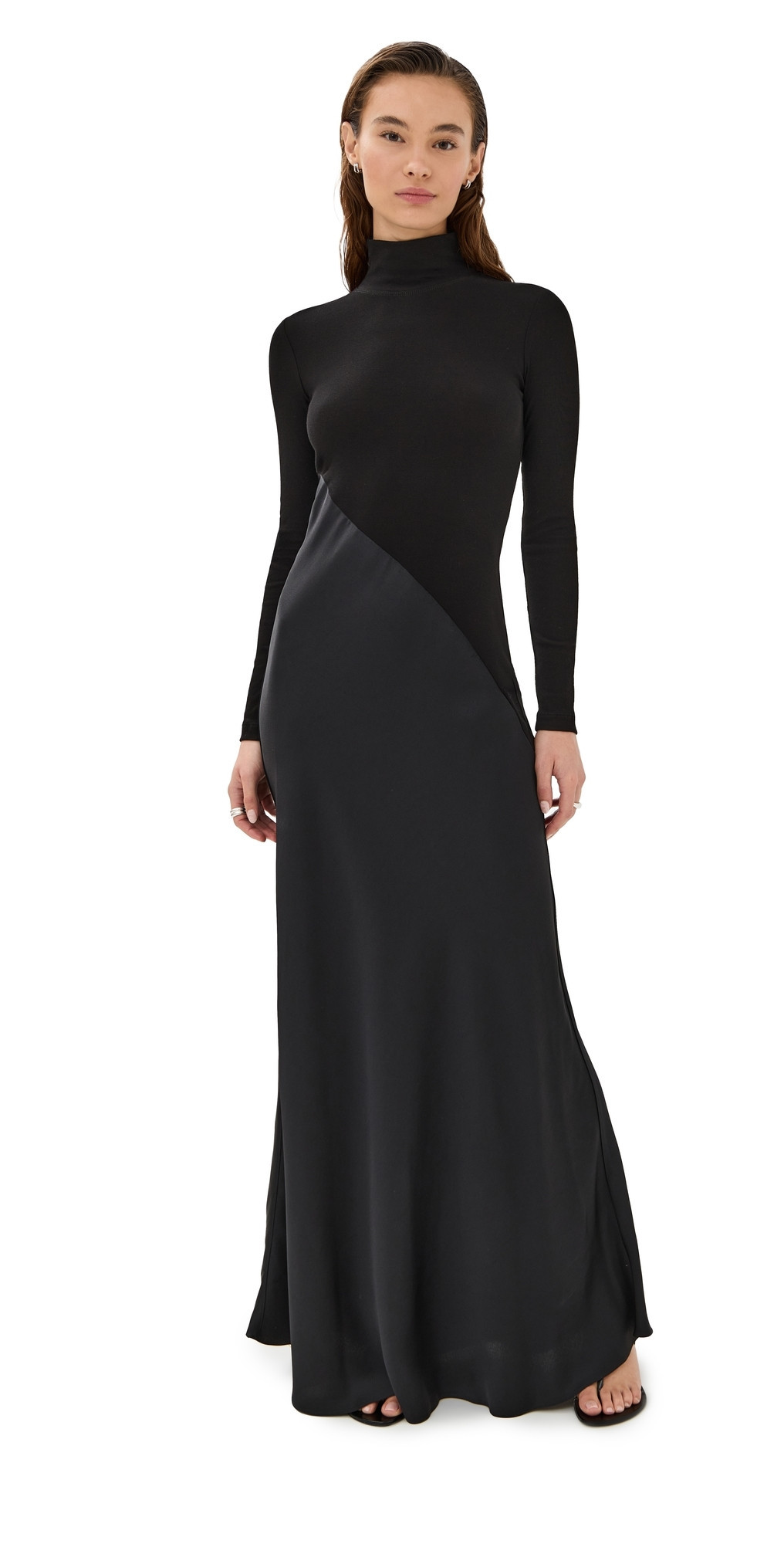 Rosetta Getty Bias Turtleneck Combo Maxi Dress Black XS | Shopbop
