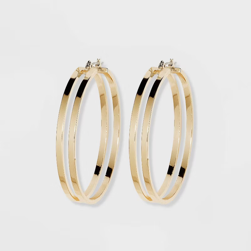 Open Flat Hoop Earrings - A New Day™ Gold | Target