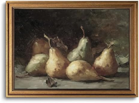 Gold Framed Wall Art Vintage Pear Still Life Canvas Art Farmhouse Fruits Picture Wall Decor Antiq... | Amazon (US)