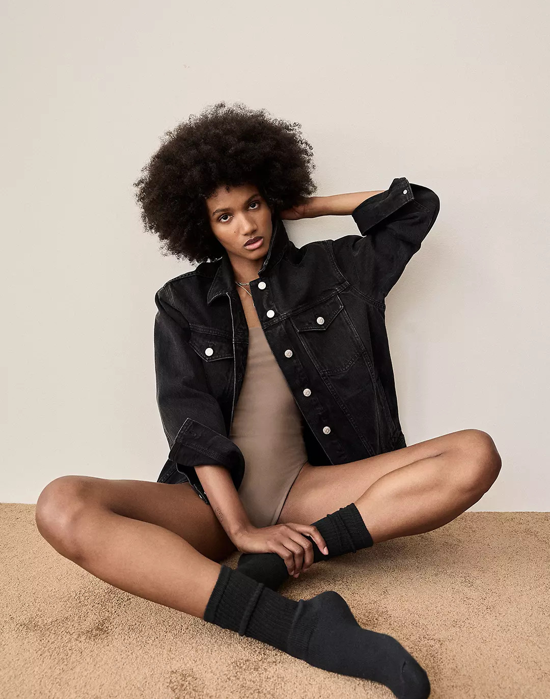 The Oversized Trucker Jean Jacket in Washed Black | Madewell