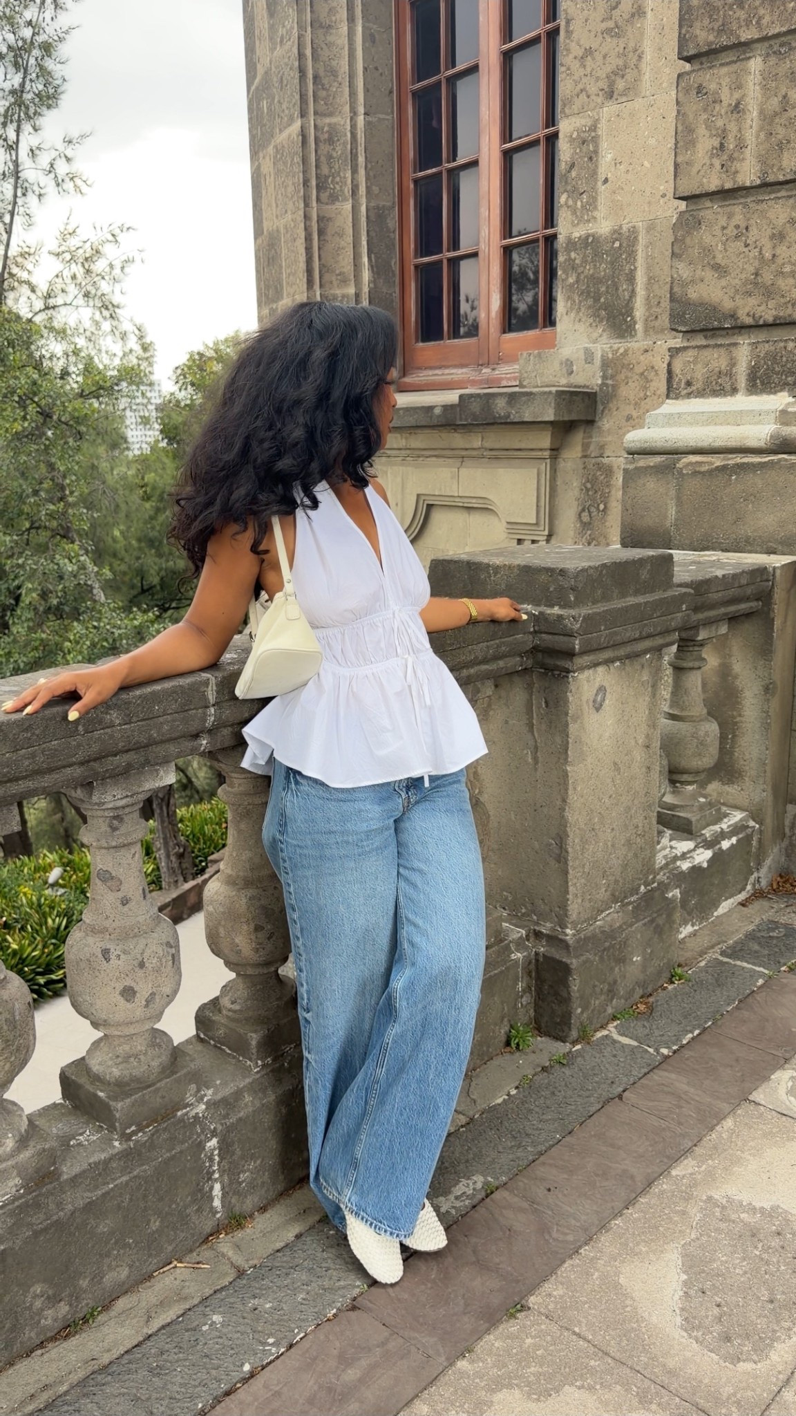 Today’s outfit in Mexico City 🏰🇲🇽 White peplum blouse, jeans, and braided white flats

#LTKTravel #LTKootd