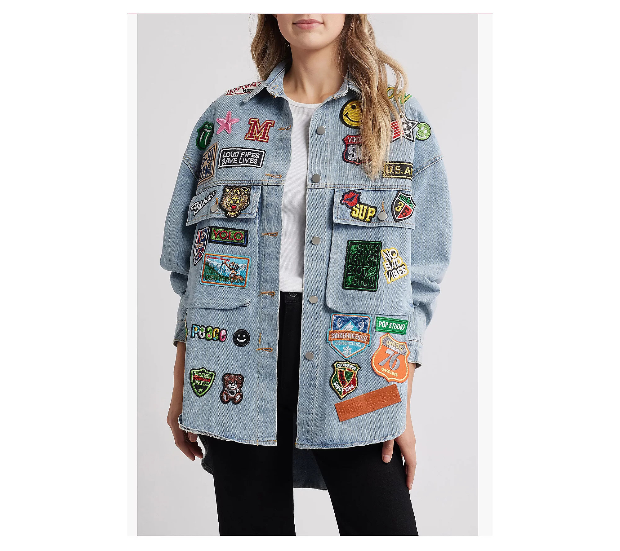NIKKI LUND Thora Patch Denim Jacket | QVC
