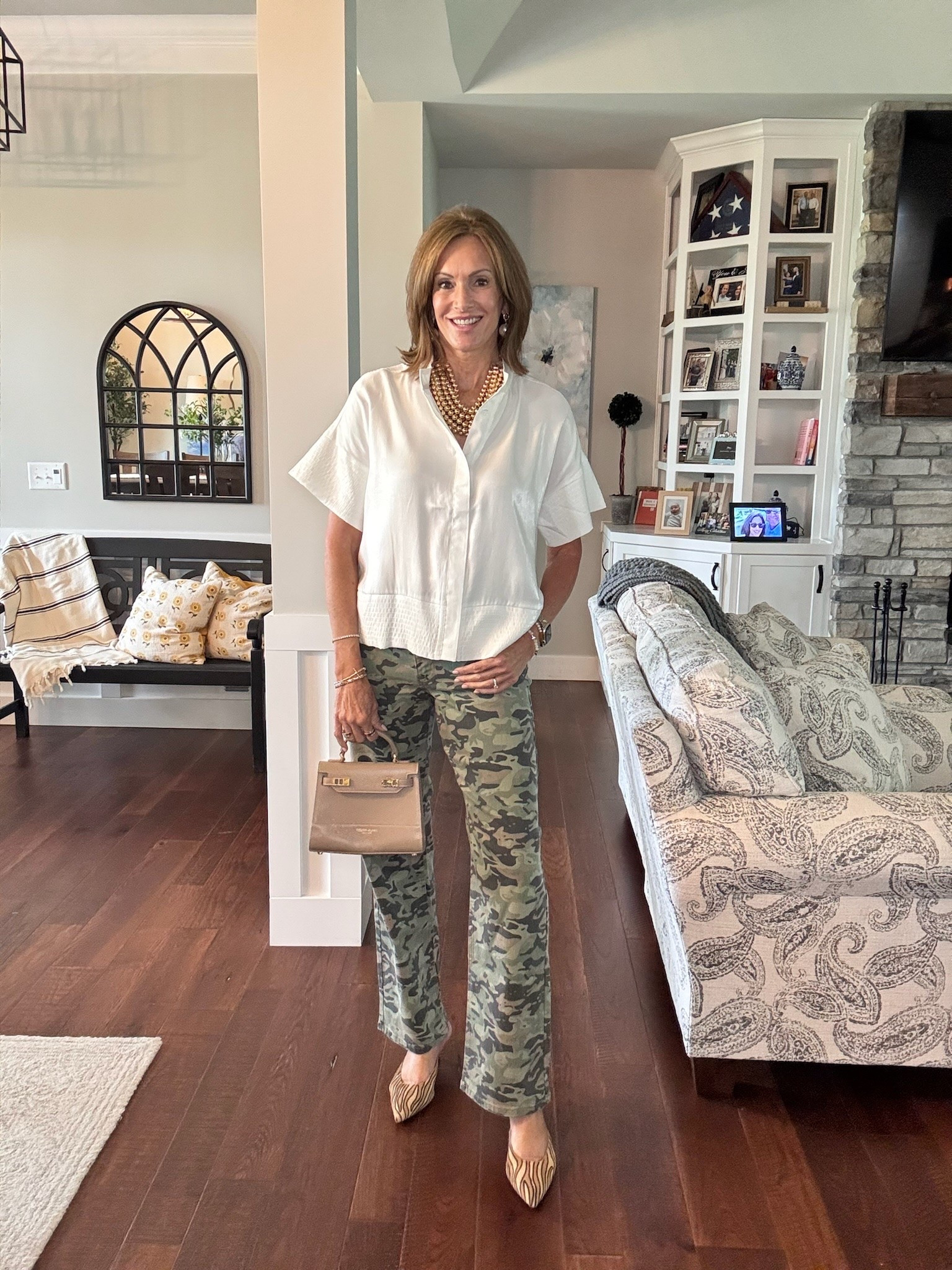 Camo pants - size 28 Pink cardigan - medium White tank - large White top - medium Brown top - medium Gray/stripe top - large Hooded Jacket - medium Peplum jacket- large Cargo jacket - medium Fall style

#LTKootd #LTKSeasonal