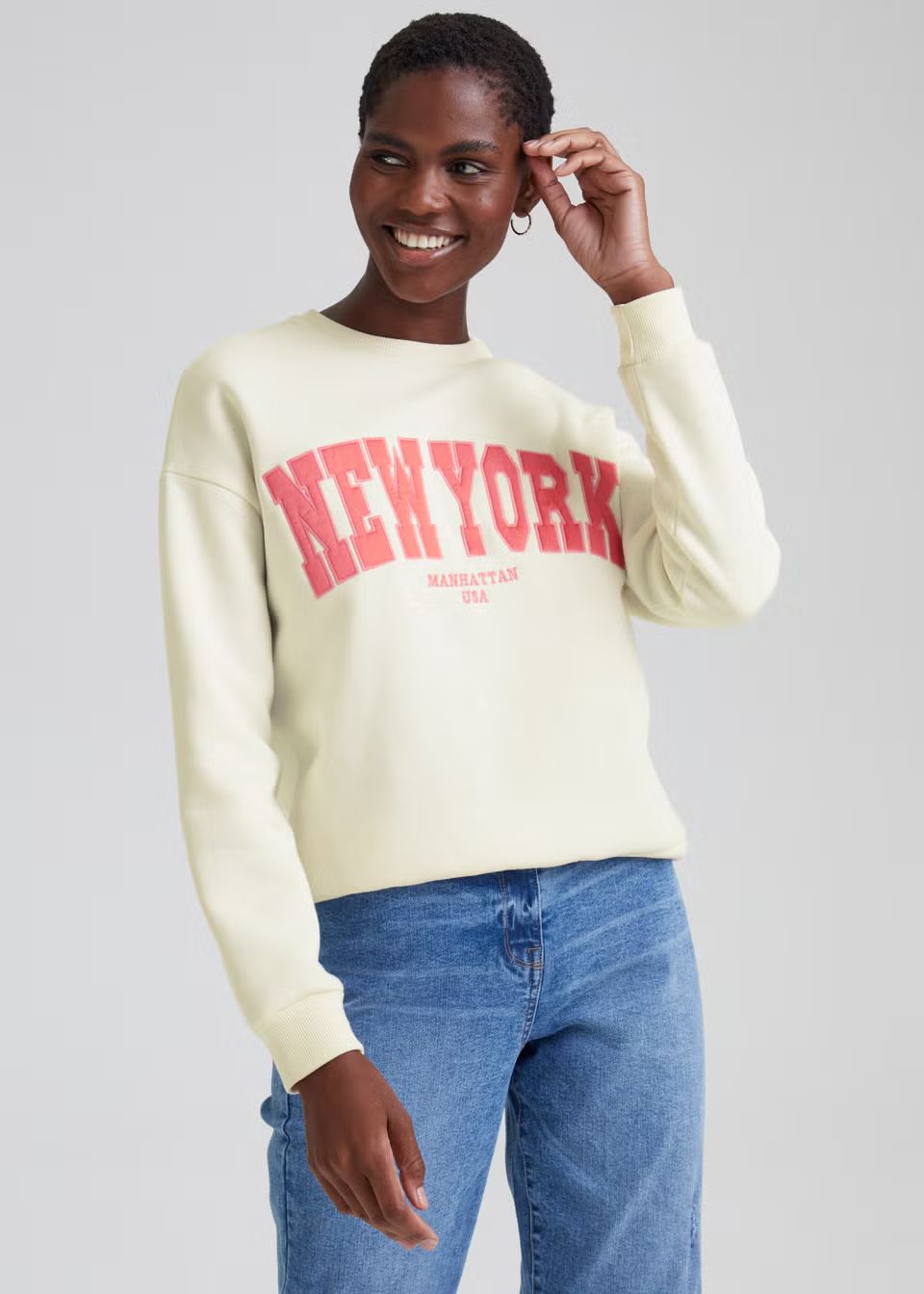 Cream New York Slogan Sweatshirt | Matalan (UK)
