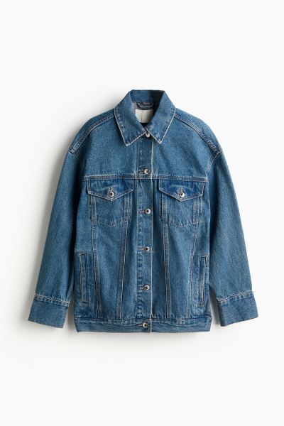 Loose Denim Jacket - Long sleeve - Regular length - Denim blue - Ladies | H&M US | H&M (US + CA)