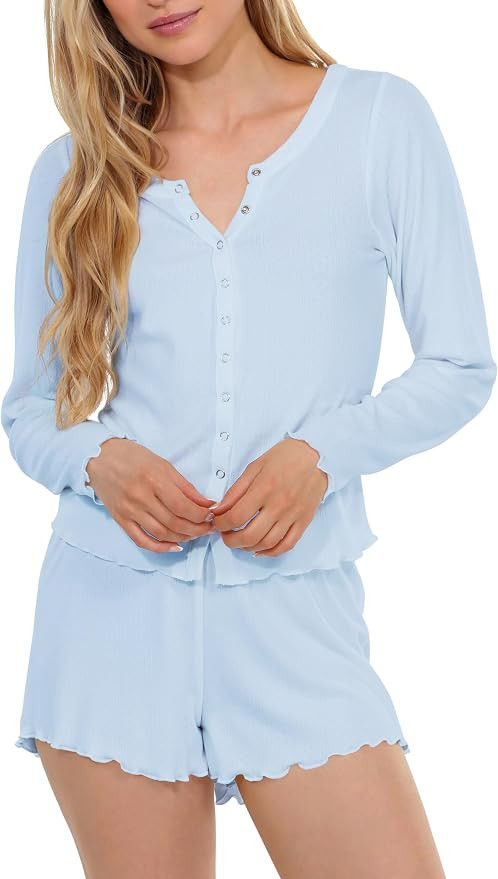 Lacozy Women 2 Piece Set Lounge Cute Pajama Sets Button Up Pj Y2K Sleepwear | Cozy Loungewear Mat... | Amazon (US)