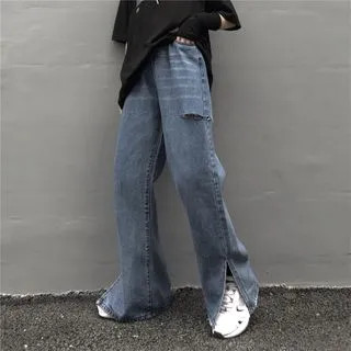 Couple Matching Ripped Wide-Leg Jeans | YesStyle Global