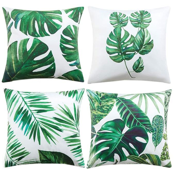Anickal Tropical Leaves Decorations Set of 4 Soft Velvet Decorative Pillow Covers 18 x 18 with Tr... | Amazon (US)