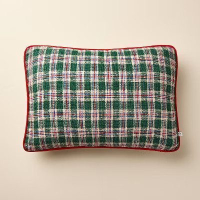 14"x20" Plaid Lumbar Toss Pillows Green - Hearth & Hand™ with Magnolia | Target